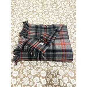 Vintage Robin Wul Canterbury Wool Blanket‎ Throw Or Twin Size Gray Plaid 60x66